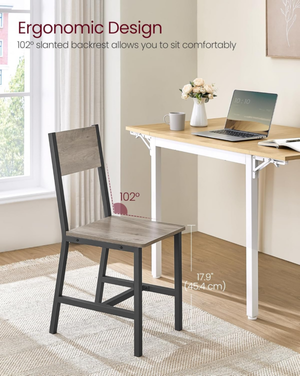 Dining Chair Set of 2, Steel Frame, Industrial, for Dining Room - Image 3