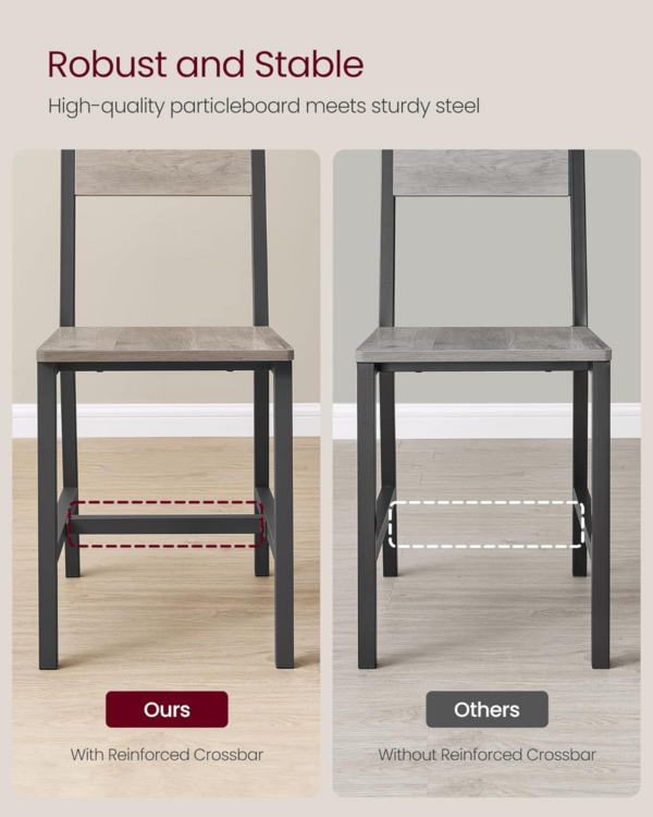 Dining Chair Set of 2, Steel Frame, Industrial, for Dining Room - Image 2