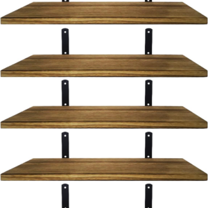 Shelves Wood Wall Mounted Shelf, Rustic Shelves Set of 5（Light brown）