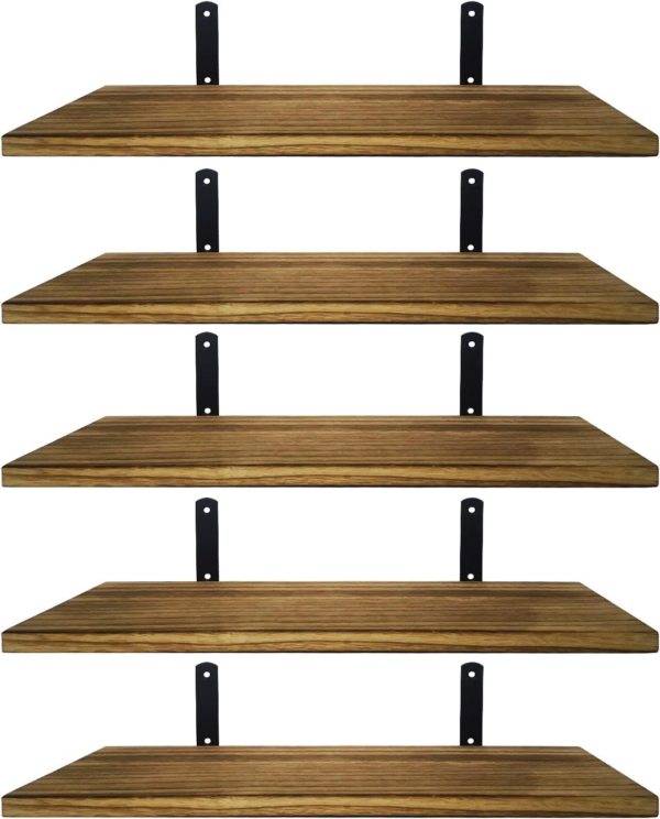 Shelves Wood Wall Mounted Shelf, Rustic Shelves Set of 5（Light brown）