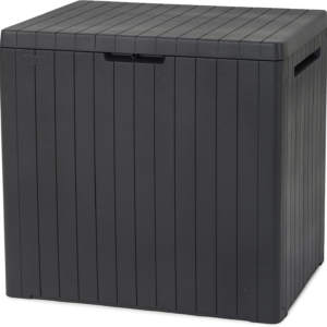Outdoor 96% recycled Small Balcony Garden Furniture Storage Box Grey Wood Panel Effect