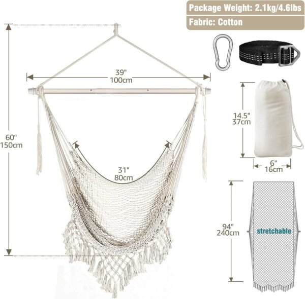 Chair Super Large Hanging Chair Soft-Spun Cotton Rope Weaving Chair - Image 2