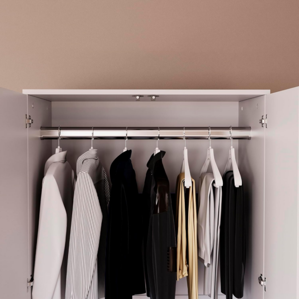 2 Door Wardrobe With 2 Drawers, Modren Bedroom Furniture (White) - Image 3