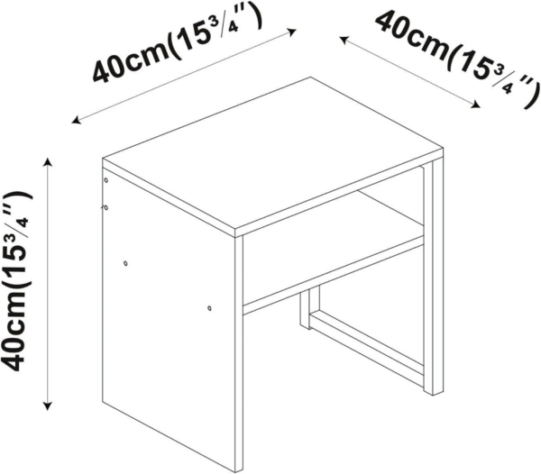 40cm Wood & Steel Sofa Side Table Bedside Living Room Unit with Open Storage Shelf - Image 3