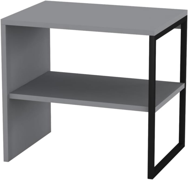 40cm Wood & Steel Sofa Side Table Bedside Living Room Unit with Open Storage Shelf - Image 2