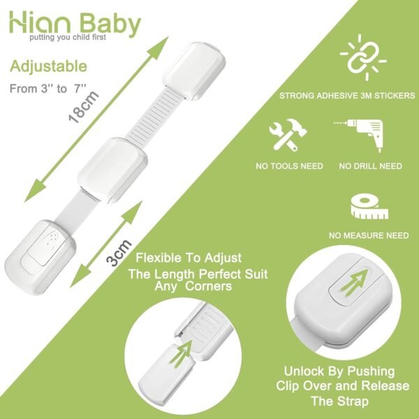 Child Safety Locks,6 Pack Adjustable Cupboard Locks for Children Baby - Image 4