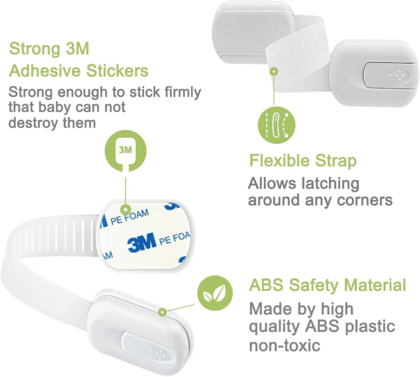 Child Safety Locks,6 Pack Adjustable Cupboard Locks for Children Baby - Image 3