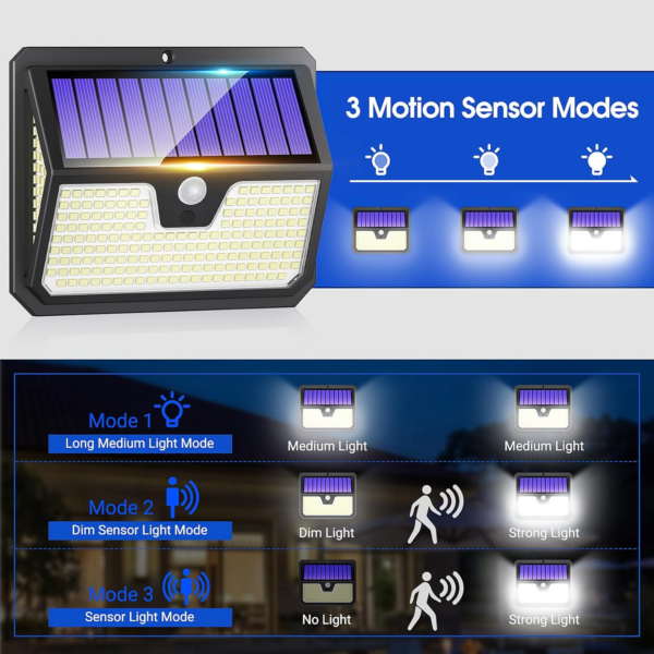 Solar Lights, 238 LED Solar Security Lights and 3 Modes Motion Sensor 270° - Image 3