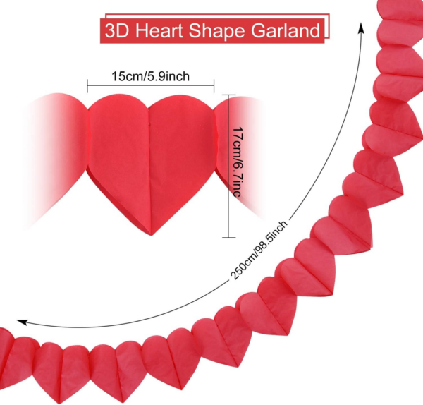3m Valentine's Day Hanging Banner Red Love Heart Bunting Garland for Wedding Party,Valentine's Decoration - Image 5