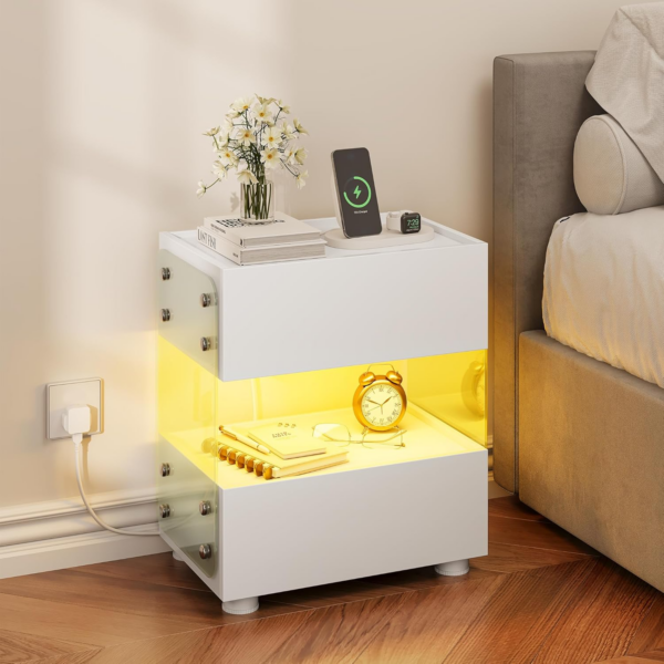 Bedside Table, Side Coffee Table with 2-Drawer - Image 7