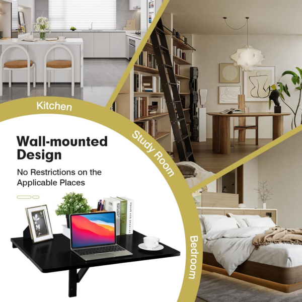 Wall-mounted Drop-leaf Table, Folding Floating Laptop Desk - Image 4