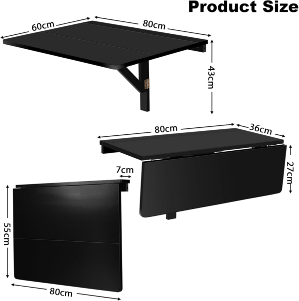 Wall-mounted Drop-leaf Table, Folding Floating Laptop Desk - Image 3