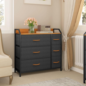 Chest of Drawers with 6 Drawers, Fabric Dressers with Easy Pull Handle