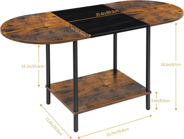 Small Coffee Table Living Room Table Industrial Side Table Wood Coffee Table with Storage - Image 4