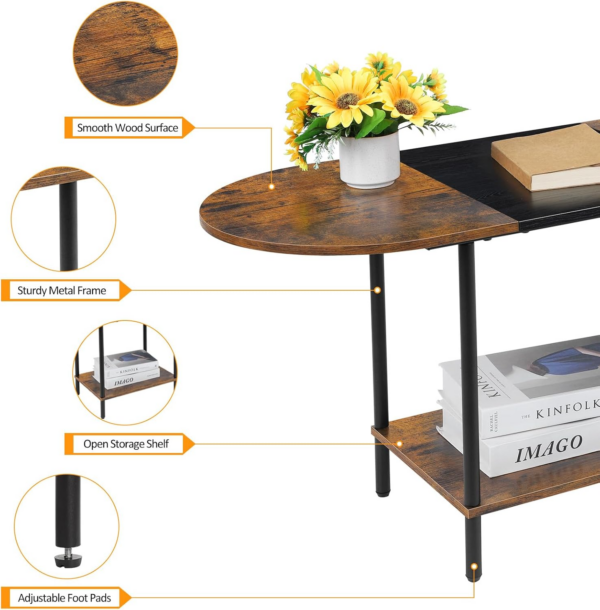 Small Coffee Table Living Room Table Industrial Side Table Wood Coffee Table with Storage - Image 2