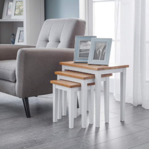 Cleo Nest of Tables, White/Oak