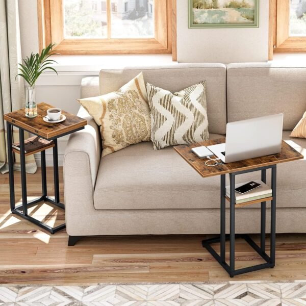 C Shaped Side Table, Foldable Sofa Side Table, Bedside Snack Table - Image 5