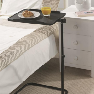 C-Shaped Height Adjustable Sofa and Over Bed Side Table, Easy Assembly and Wipe Clean with Raised Edges