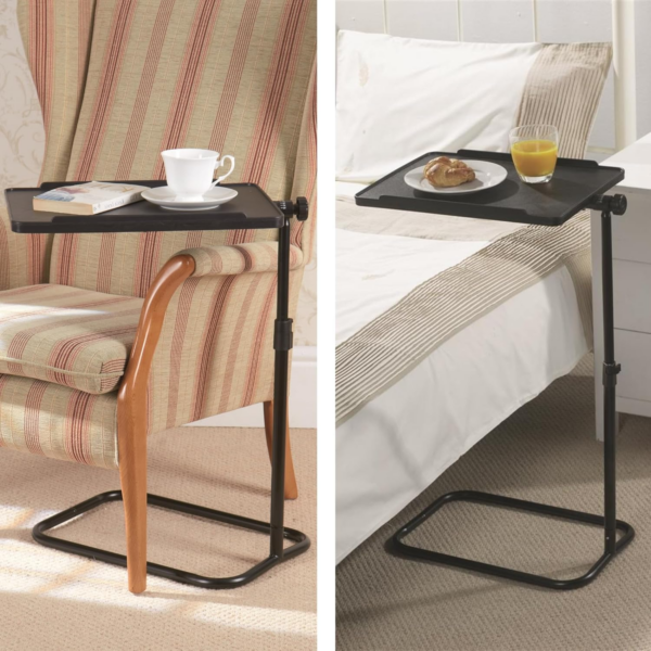 C-Shaped Height Adjustable Sofa and Over Bed Side Table, Easy Assembly and Wipe Clean with Raised Edges - Image 3