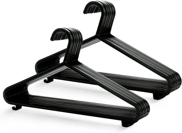 Adult Plastic Coat Hangers - 25pk, Black Colour, Strong Clothes Hangers for Clothes Rail & Closet