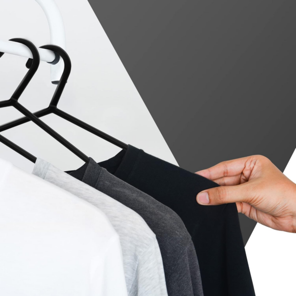 Adult Plastic Coat Hangers - 25pk, Black Colour, Strong Clothes Hangers for Clothes Rail & Closet - Image 2