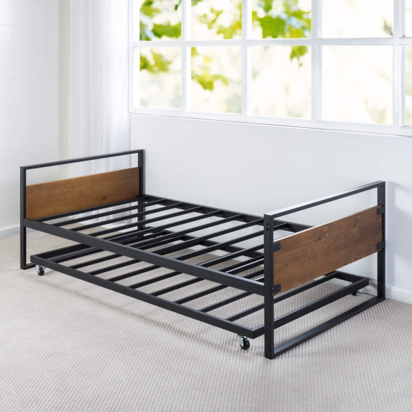 Single Bed Frame with Trundle - Includes Steel Slat Support - No Box Spring Needed - Easy to Use & Assemble - Image 6