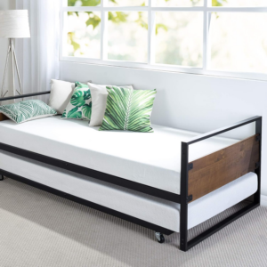 Single Bed Frame with Trundle - Includes Steel Slat Support - No Box Spring Needed - Easy to Use & Assemble