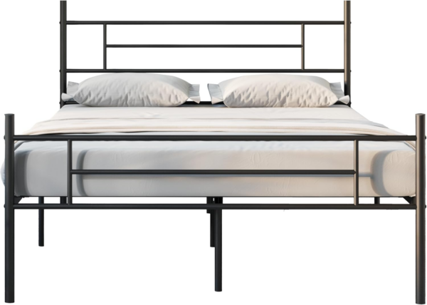 30.5cm Metal Bed Frame with Headboard and Footboard, Steel Slat Support