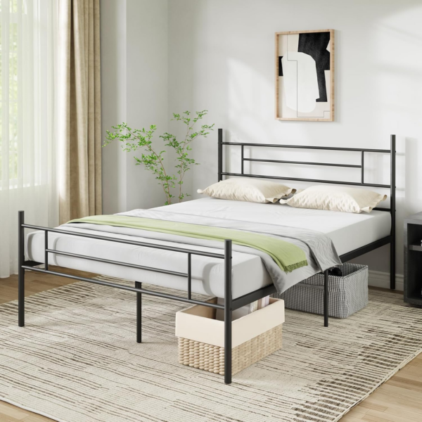 30.5cm Metal Bed Frame with Headboard and Footboard, Steel Slat Support - Image 7