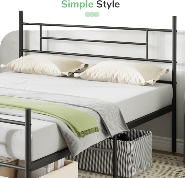 30.5cm Metal Bed Frame with Headboard and Footboard, Steel Slat Support - Image 2