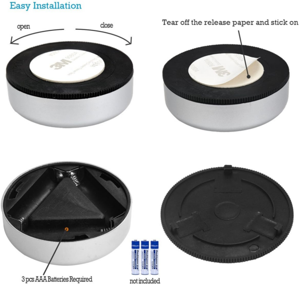 6 Pack Warm LED Battery-Powered Wireless Night Light Stick Tap Touch Lamp Stick-on Push Light for Closets - Image 2