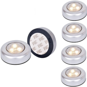6 Pack Warm LED Battery-Powered Wireless Night Light Stick Tap Touch Lamp Stick-on Push Light for Closets