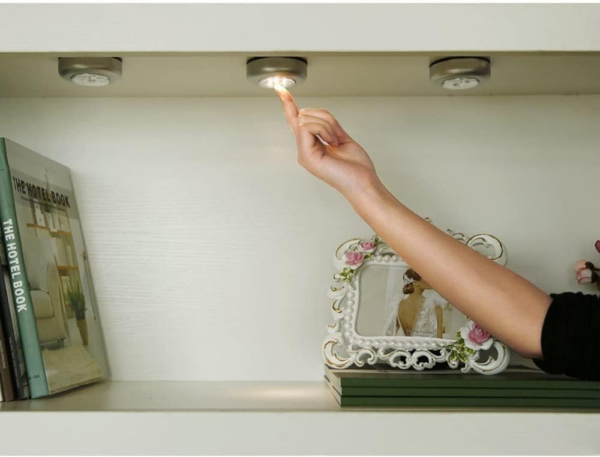 6 Pack Warm LED Battery-Powered Wireless Night Light Stick Tap Touch Lamp Stick-on Push Light for Closets - Image 3