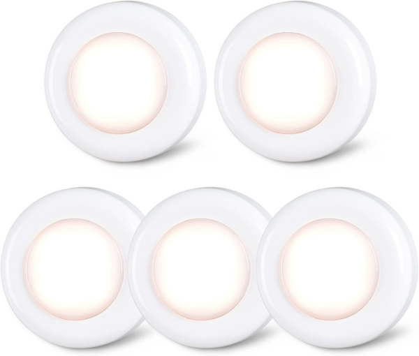 Tap Light Push Lights, Stick on LED Touch Puck Light AAA Battery Operated, Press Spot Lighting Indoor for Under Cupboard