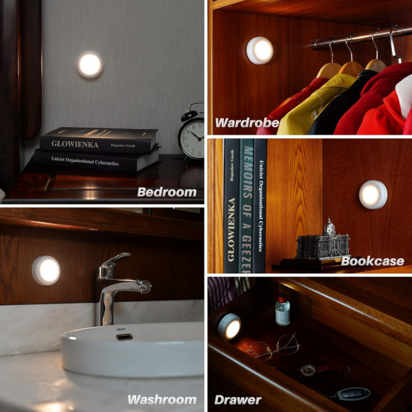 Tap Light Push Lights, Stick on LED Touch Puck Light AAA Battery Operated, Press Spot Lighting Indoor for Under Cupboard - Image 2