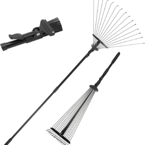 Garden Rake - 38-63 Inch Adjustable Rake for Gardening - Leaf Rake for Gardening