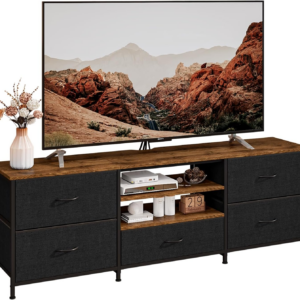 TV Stand Cabinet, TV Unit TV Console Table with 5 Drawers Storage Organizers