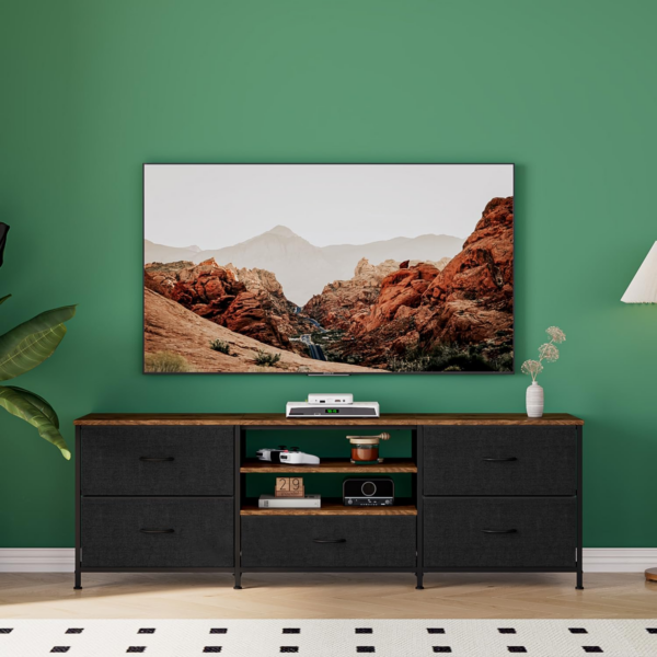 TV Stand Cabinet, TV Unit TV Console Table with 5 Drawers Storage Organizers - Image 7