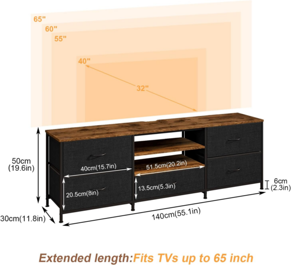 TV Stand Cabinet, TV Unit TV Console Table with 5 Drawers Storage Organizers - Image 6