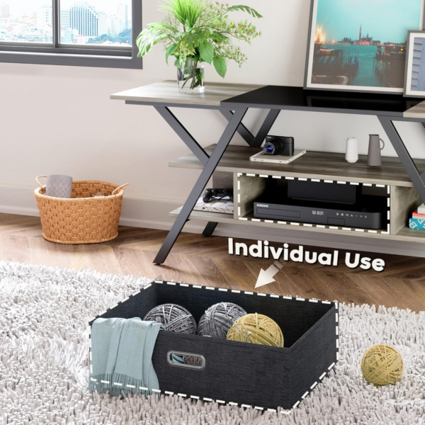 Bedroom TV Stand for 55 Inch TV Gaming Entertainment Center Industrial Rustic TV Stand with Led Lights - Image 5