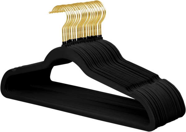 22 Pack Velvet Hangers with 360° Swivel Gold Hook, Non-Slip Felt Suit Hangers