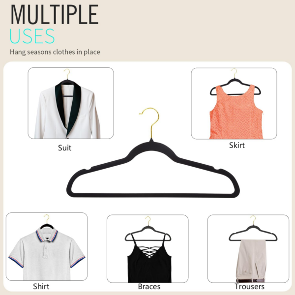 22 Pack Velvet Hangers with 360° Swivel Gold Hook, Non-Slip Felt Suit Hangers - Image 5