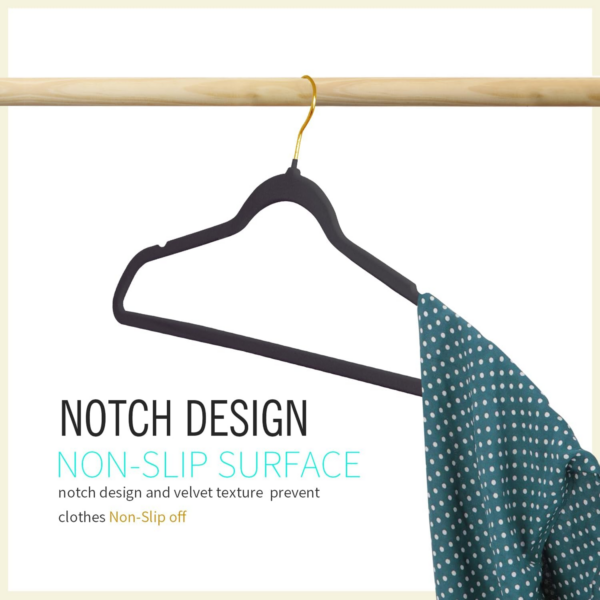 22 Pack Velvet Hangers with 360° Swivel Gold Hook, Non-Slip Felt Suit Hangers - Image 4