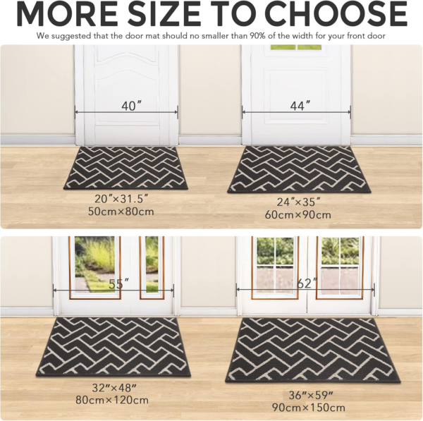 Indoor Door Mats,60x90cm Door Mat Non Slip Backing,Dirt Trapper Mat Absorbent Non-Slip Doormat for Entrance - Image 5