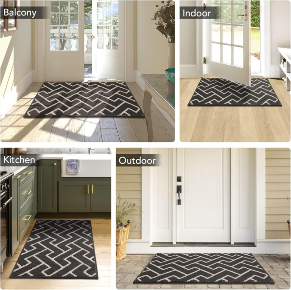 Indoor Door Mats,60x90cm Door Mat Non Slip Backing,Dirt Trapper Mat Absorbent Non-Slip Doormat for Entrance - Image 2