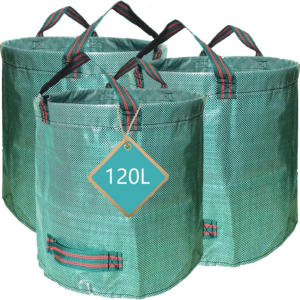Garden Waste Bags Heavy Duty 120 Litre Reusable Outdoor Trash Garden Yard Trash Bag Foldable Camping Recycling Bags