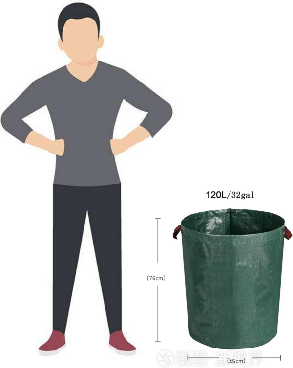 Garden Waste Bags Heavy Duty 120 Litre Reusable Outdoor Trash Garden Yard Trash Bag Foldable Camping Recycling Bags - Image 4