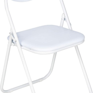 Set of 2 Folding Chair, Padded Paris Faux Leather, Chair Home Office Dining (2 X Chair, White)