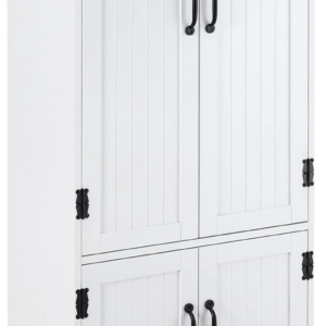Accent Floor Storage Cabinet Kitchen Cupboard with Adjustable Shelves and 2 Lower Doors, White