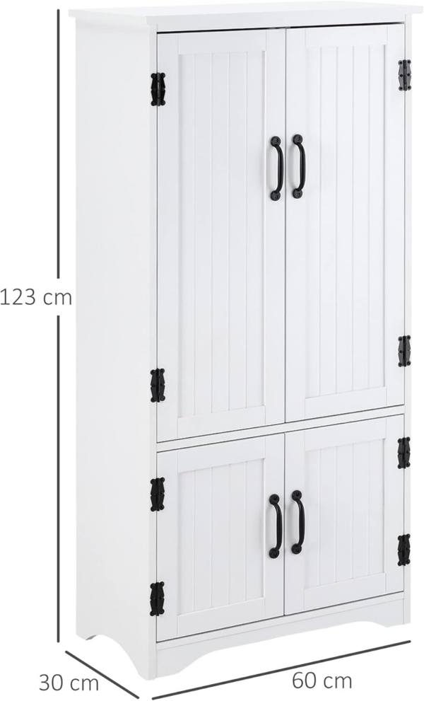 Accent Floor Storage Cabinet Kitchen Cupboard with Adjustable Shelves and 2 Lower Doors, White - Image 7
